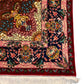 Corner detail of 5x7 Persian silk area rug – floral medallion pattern