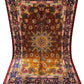 Full top-down view of 5x7 handmade Persian silk medallion rug