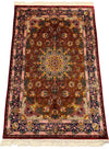 5x7 Persian silk area rug on floor – brown and multicolor luxury rug