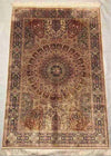 Persian 5x7 silk rug styled in a living room setting