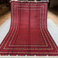 Red & Black Turkmen Rug – 6.5x9.9 ft Handmade Wool Tribal Area Rug