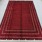 Red & Black Turkmen Rug – 6.5x9.9 ft Handmade Wool Tribal Area Rug