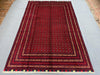 Red & Black Turkmen Rug – 6.5x9.9 ft Handmade Wool Tribal Area Rug