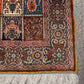 Elegant corner view of vintage-inspired silk Persian carpet