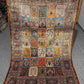 Full top-down view of Persian-style silk patchwork rug