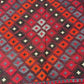 Close-up texture of oriental wool flatweave – traditional 8x12 Turkish Kilim rug.