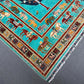 Wool texture of turquoise handmade Tree of Life rug