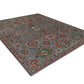 Turkish rug 8x10 with blue and multicolor pattern on white background
