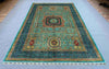 Floor layout view of wool on silk Mamluk rug – 6x9 Turkish-Afghan handmade piece