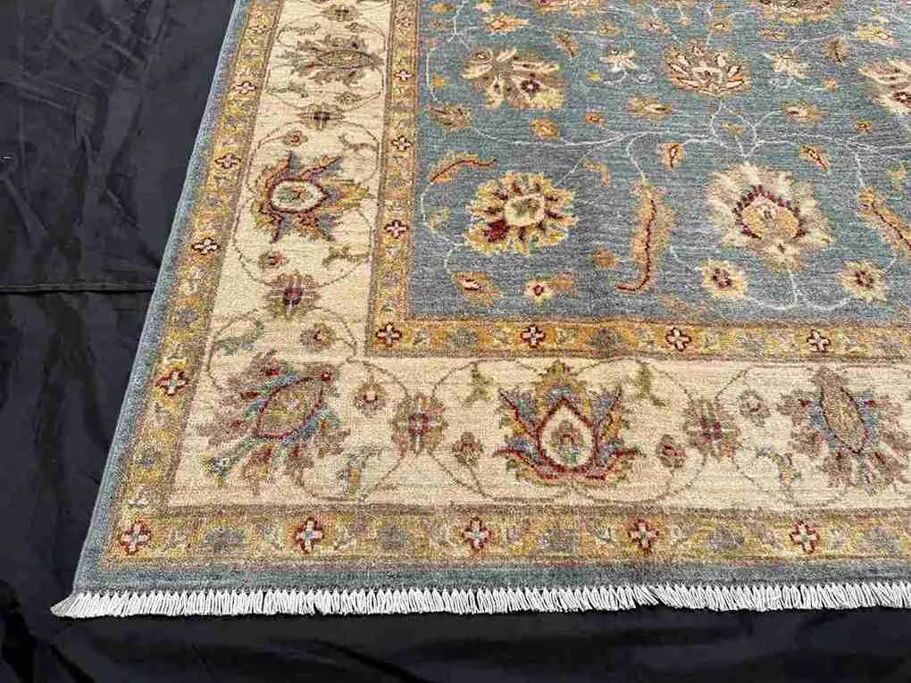 Corner fringe and weave of 5x7 ft Ziegler Chobi Afghan rug